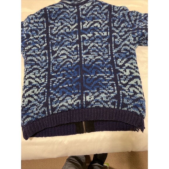 Cardigan Sweater Zip Handmade NEPAL 100% Himalayan Wool Lined L Cabincore Heavy - Picture 15 of 16